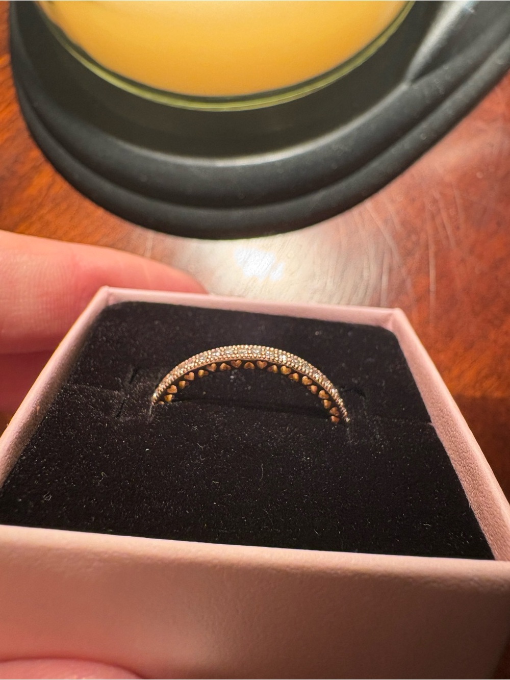 Rose Gold Pandora Halo Sparkle & Hearts Ring